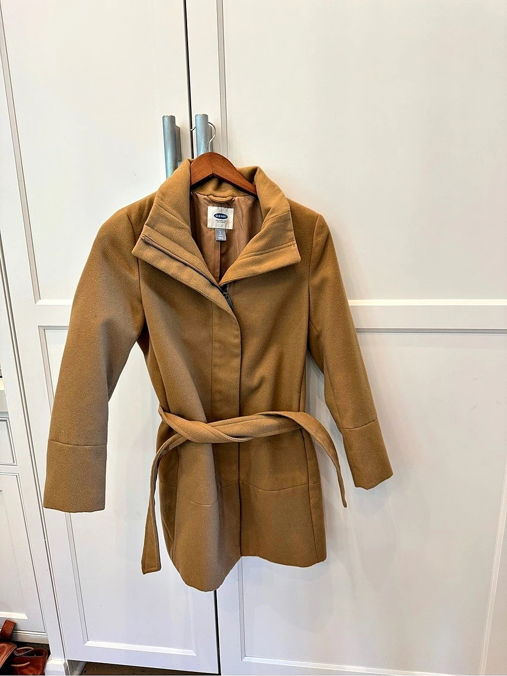 PETITE Old Navy Soft-Brushed Funnel-Neck Coat Brown Small